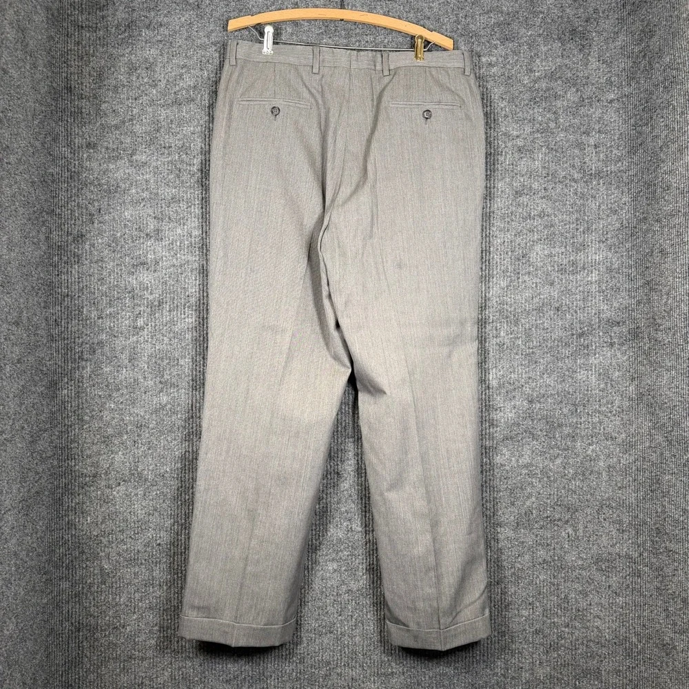 Austin Reed Super 100's Wool Dress Pants Men's 36x30 Gray Pleated Trousers